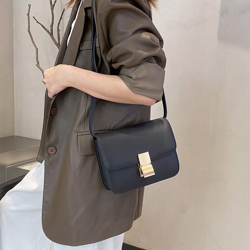 Neue Box Tofubeutel Leder Damen Tasche Zahnstocher Muster Kleine Quadratische Tasche Stewardess Tasche Einzelne Schulter Umhängetasche Vielseitig Unterarmtasche