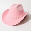 European and American solid color western denim top hat men and women travel ivory pearl rhinestone casual jazz hat