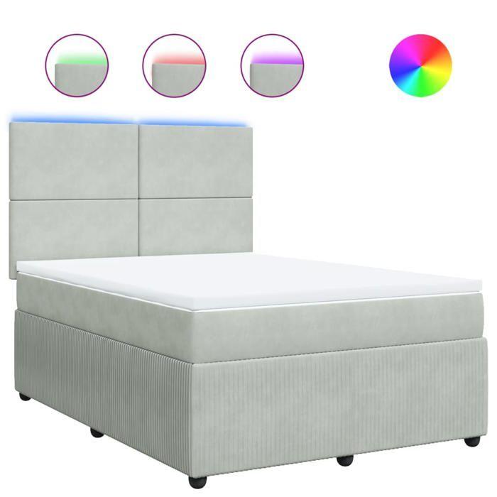 VidaXL Sommier à lattes de lit et matelas Gris clair 140x200cm Velours 3294652