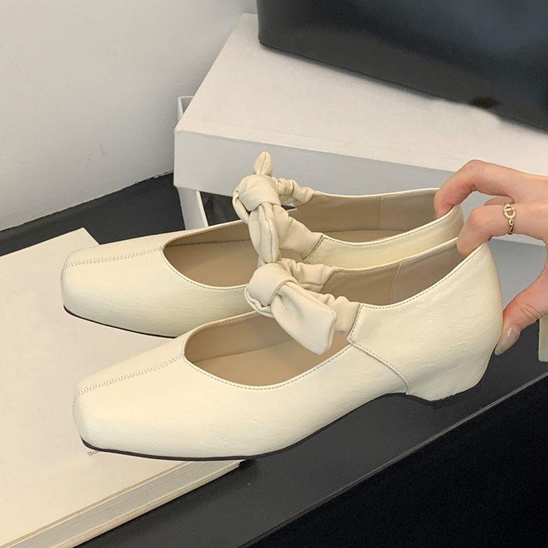 

Fashion Female Shallow Footwear With Height Increasing Ladies Mary Janes Shoes 2025 New Fashion Butterfly-Knot Women Flats Slip On Shoes 35 абрикосовый