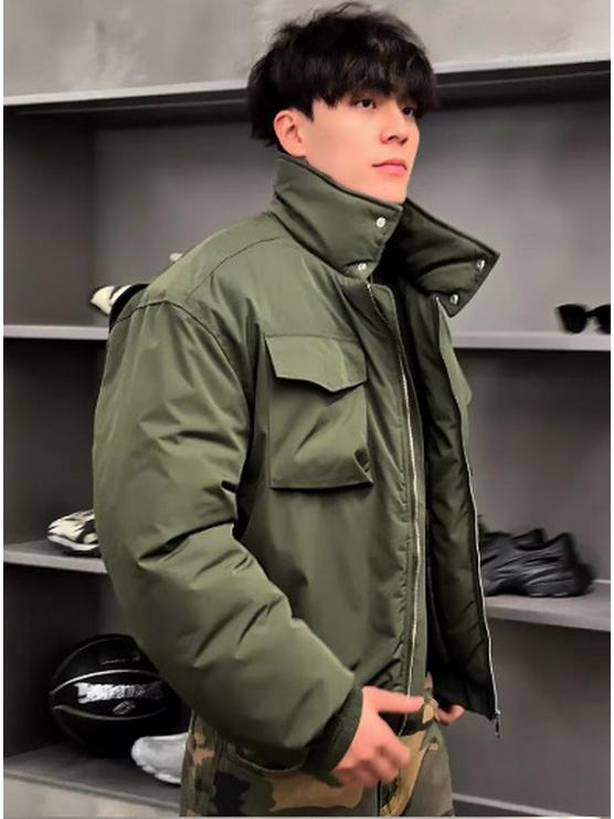 

Men s High-End Light Cavalry Cotton Jacket - Autumn/Winter Trendy Loose Pilot Style XXL зелений