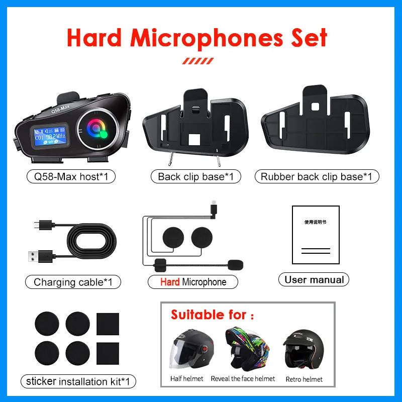 Bluetooth 5.3 Motorcycle Helmet Intercom 500 Meters LCD Screen Music Sharing TF Card FM Headset Skiing Hands-free Earphone