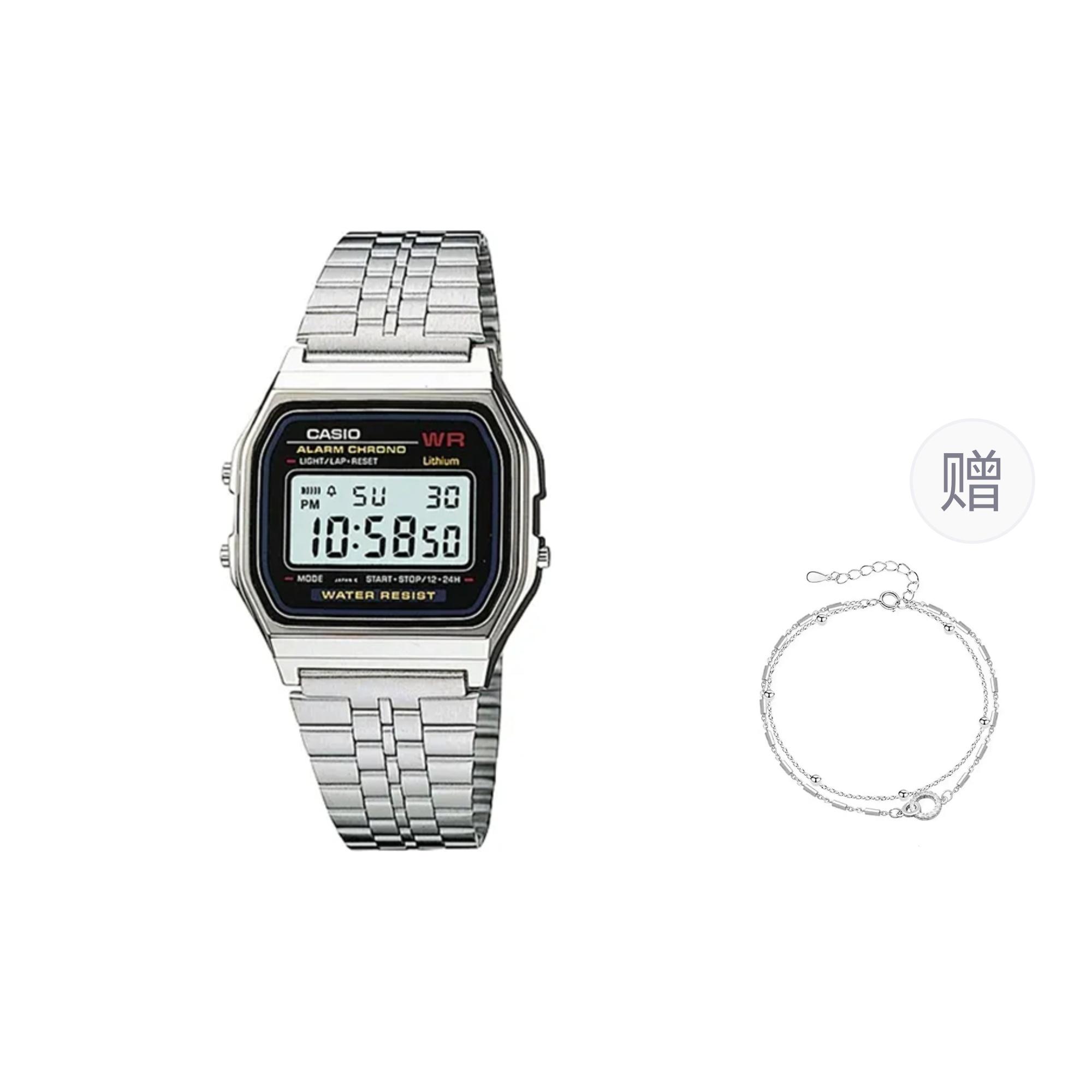 CASIO Women s Gray Watch A159WA-N1D- Silver Strap
