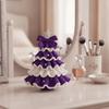 Multi-layered Crochet Christmas Tree Kit DIY Handmade Knitted Christmas Tree Craft Set with Bow and Fake Pearl
