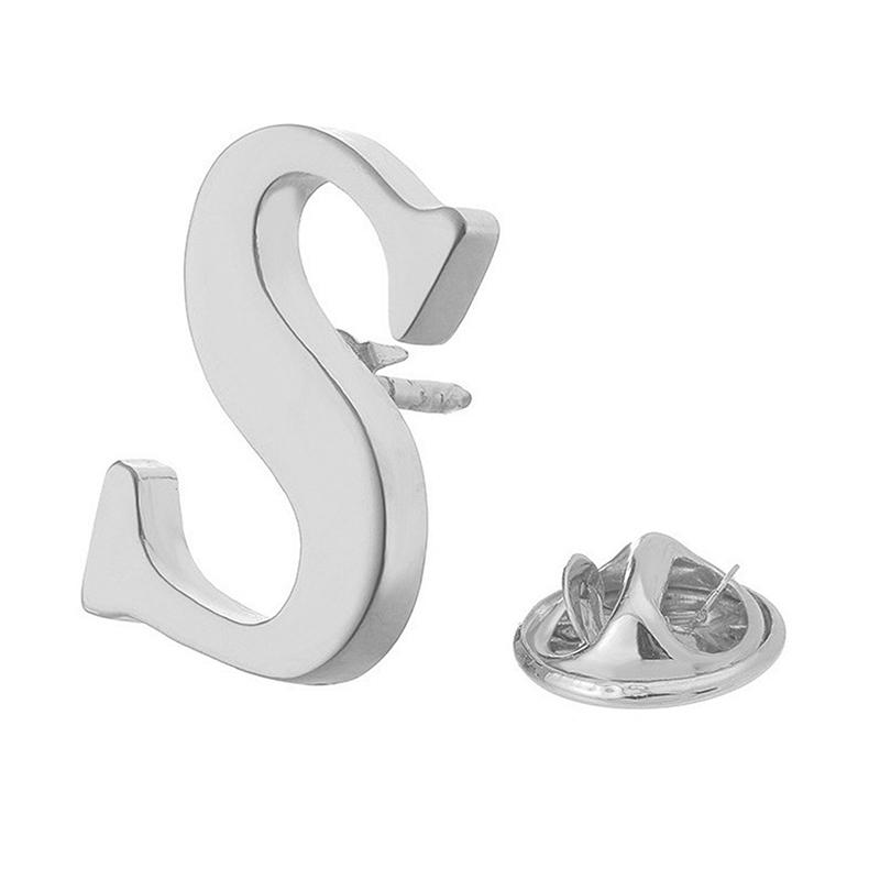 High Quality Classic Style Silver Letter A-Z Metal Brooch Women Men'S Lapel Pin Women'S Hat Scarf Backpack Badge Jewellery