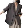 Spring Autumn Elegant Grey Women's Blazer Jacket Long Sleeve Single Button Office Lady Loose Outwear for Women