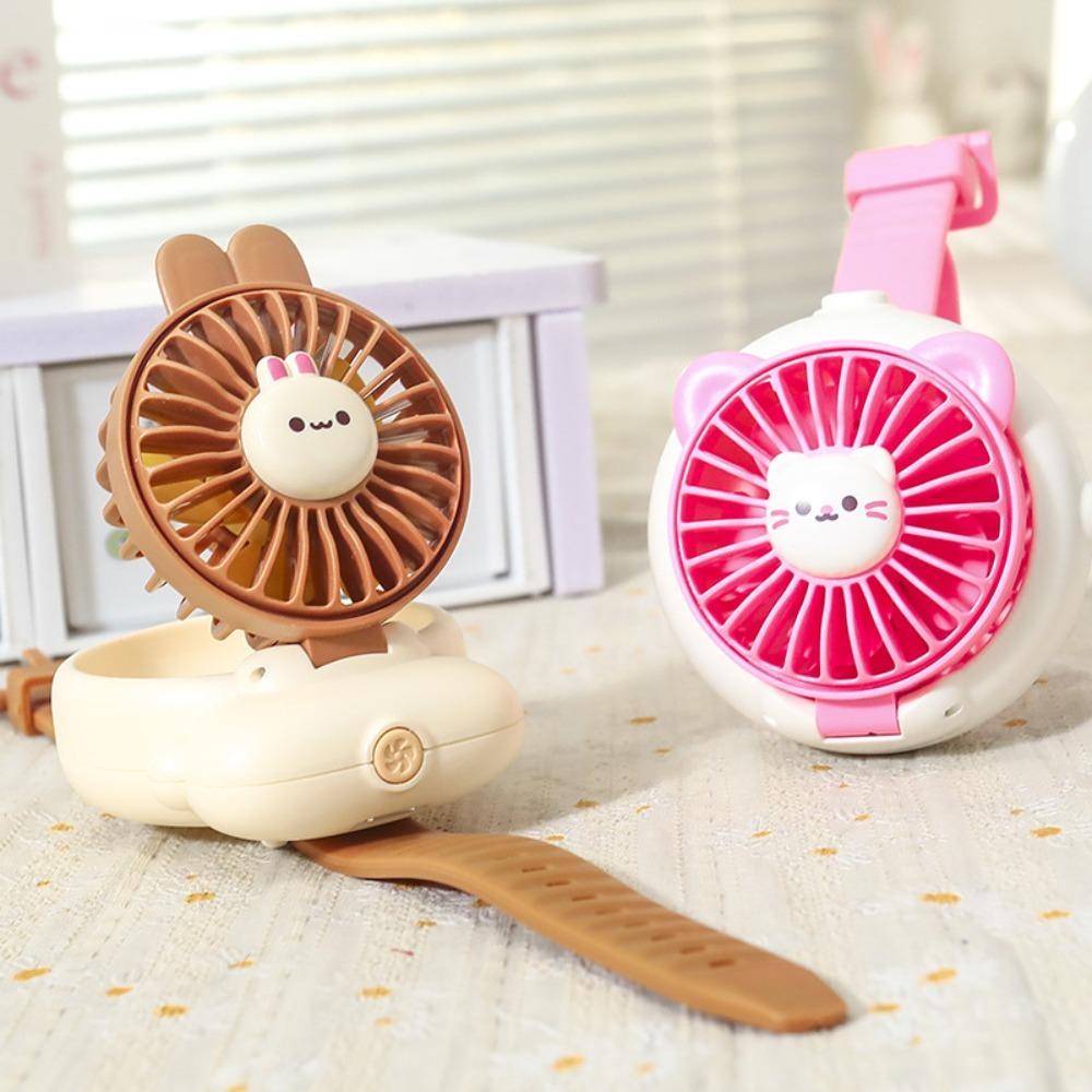 USB Charging Portable Cute Watch Fan 3 Speeds Watch Small Fan Capybara Electric Fan Student