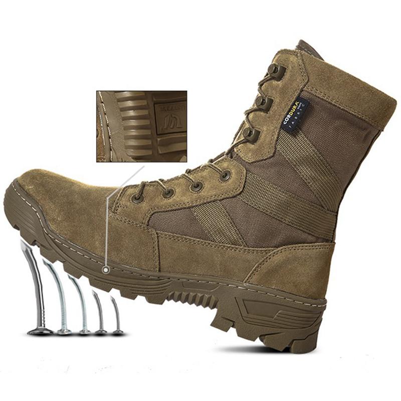 Fashion High-quality Male Desert Tactical Boots Outdoor Combat Boots Men Shoes Waterproof Puncture-proof Safety Boots Hiking Shoes