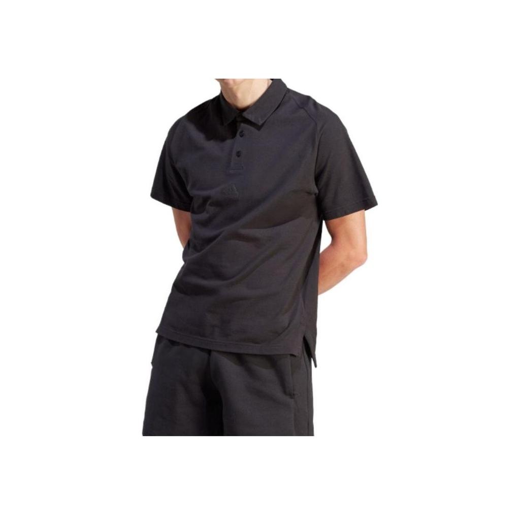 Adidas Solid Color Pullover Straight-Cut Short Sleeve Polo Shirt Men Tops Black IA3124