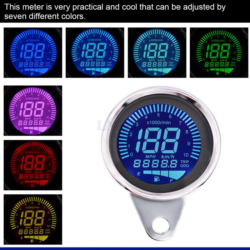 LMoDri Universal Multi-function Modified Motorcycle Instrument Digital Backlight Motorbike Car Fuel Oil Gauge Meter