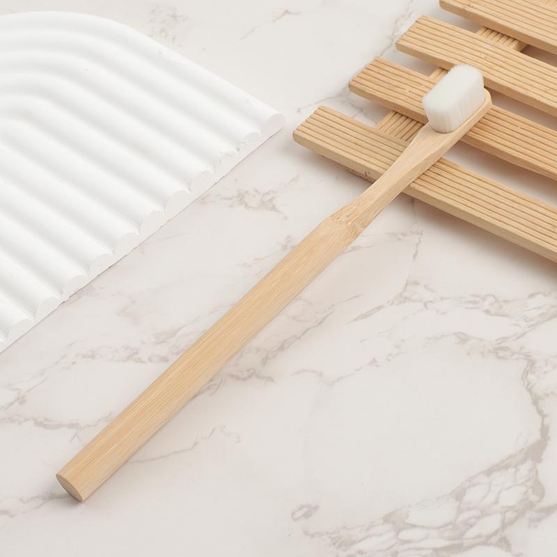 Custom and Stock Options 12000 Ultra Soft Nano Bristles Biodegradable Round Handle Bamboo Toothbrush Nano Toothbrush