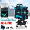 3D 12 Line Horizontal Vertical 360° Self Leveling Rotary Cross Measuring Laser Level Blue Light for Construction Tools New