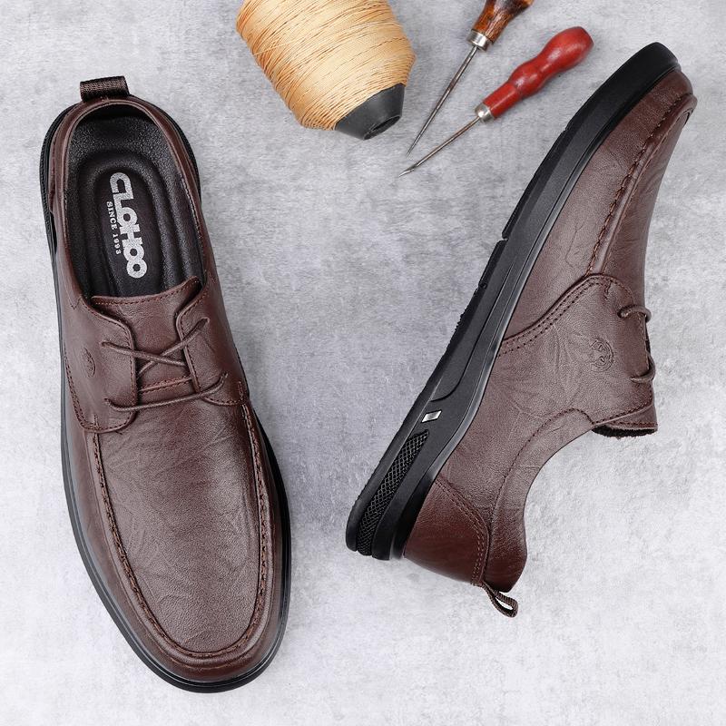 FashionClassic Men's Casual Leather Dress Oxford Shoes Leisure Walk Lace-Up Male Evening Dress Shoes Versatile Comfy Business Footwear