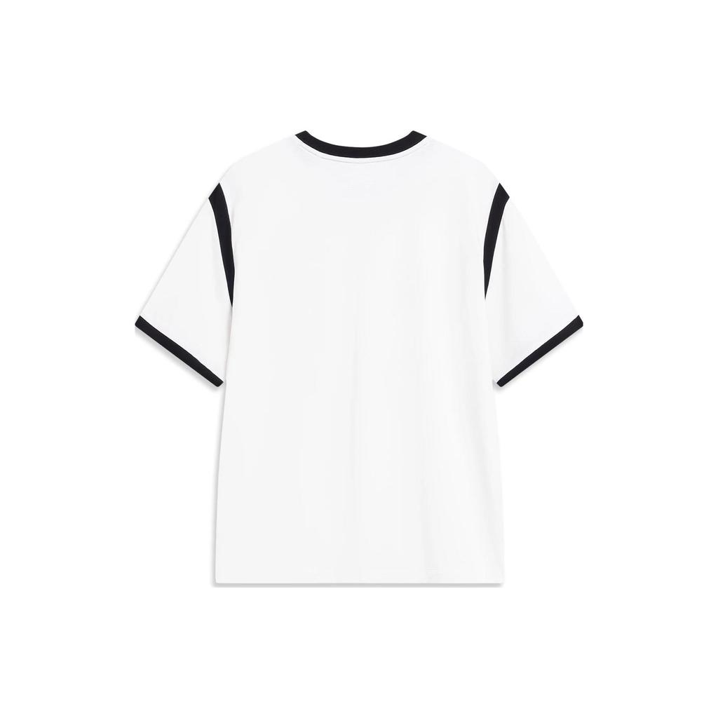 Li Ning Sports Lifestyle Series Letter 1990 Number Print Round Neck Short Sleeve T-Shirt Women Tops Off-White AHST858-1