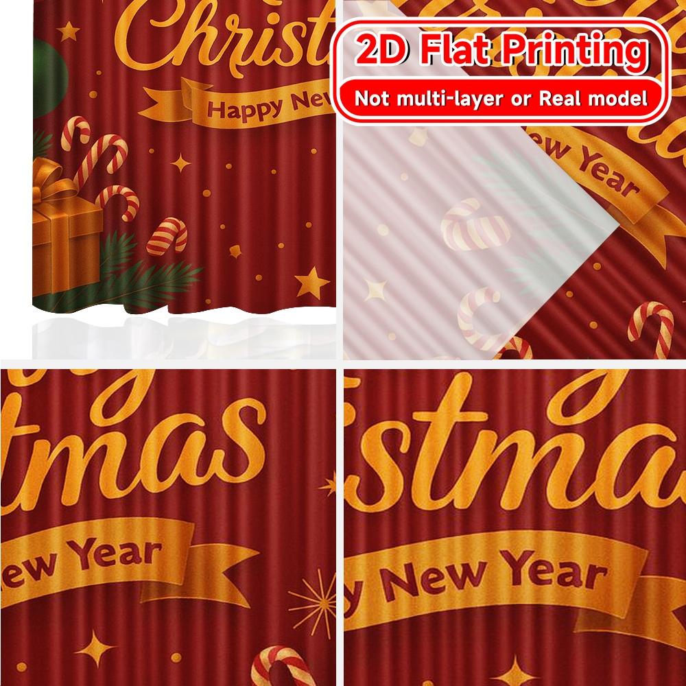 2D Flat Printing  2pcs Festive Cheer Modern Contemporary Curtains Versatile Polyester Curtains Room Decor Decorative for Living