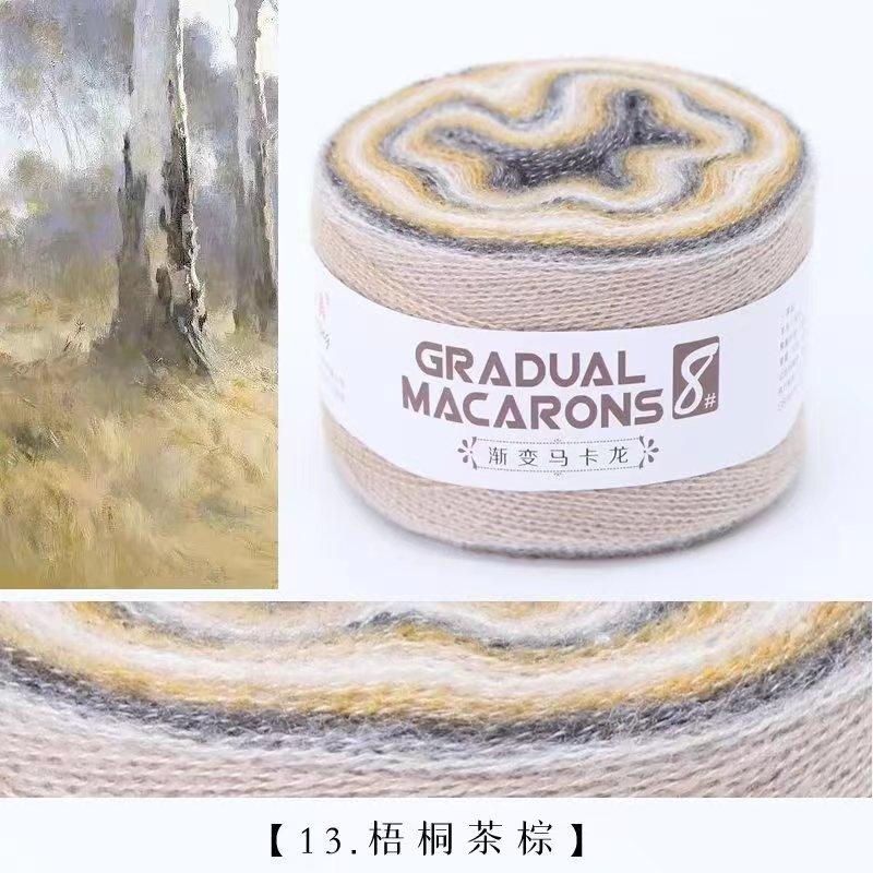 100g/roll Macaron Rainbow Section Dyed Yarn Mohair Blend Hand Woven Crochet Baby Sweater Outer Scarf Cake Thread Soft Fluffy