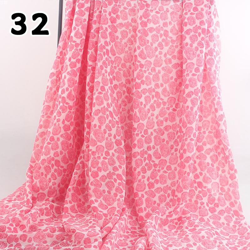 1M 75D Retro Flower Chiffon Fabric Breathable Thin And Light Draped Fairy Designer Fabric For Diy Sewing Summer Dress Shirts