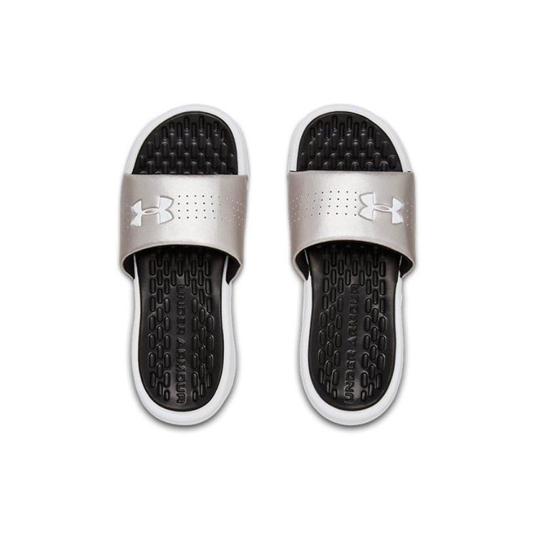 Under Armour Playmaker Fixed Strap Comfortable Rubber Sole Slide Sandals Women sandals Silver Gray 3000063-002