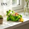 Weather Resistant Plant Container Cute Lying Frog Planter, Decorative Resin Pot, Funny Pastoral Style Garden Ornament for Succulents Indoor
