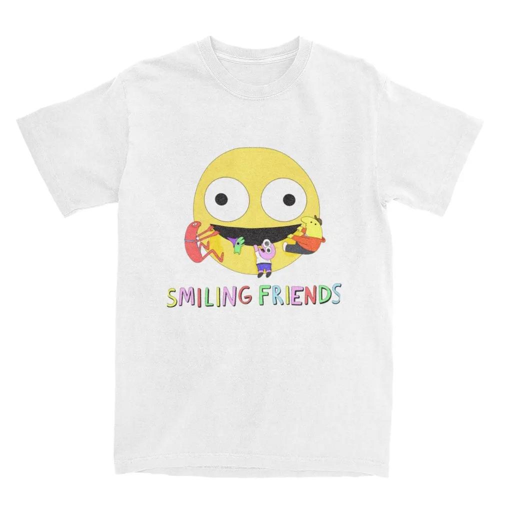 Men Women T-Shirt Smiling Friends Logo T-Shirts Harajuku Animated Television Summer Tee Shirt Custom Logo Pure Cotton Tops Gift