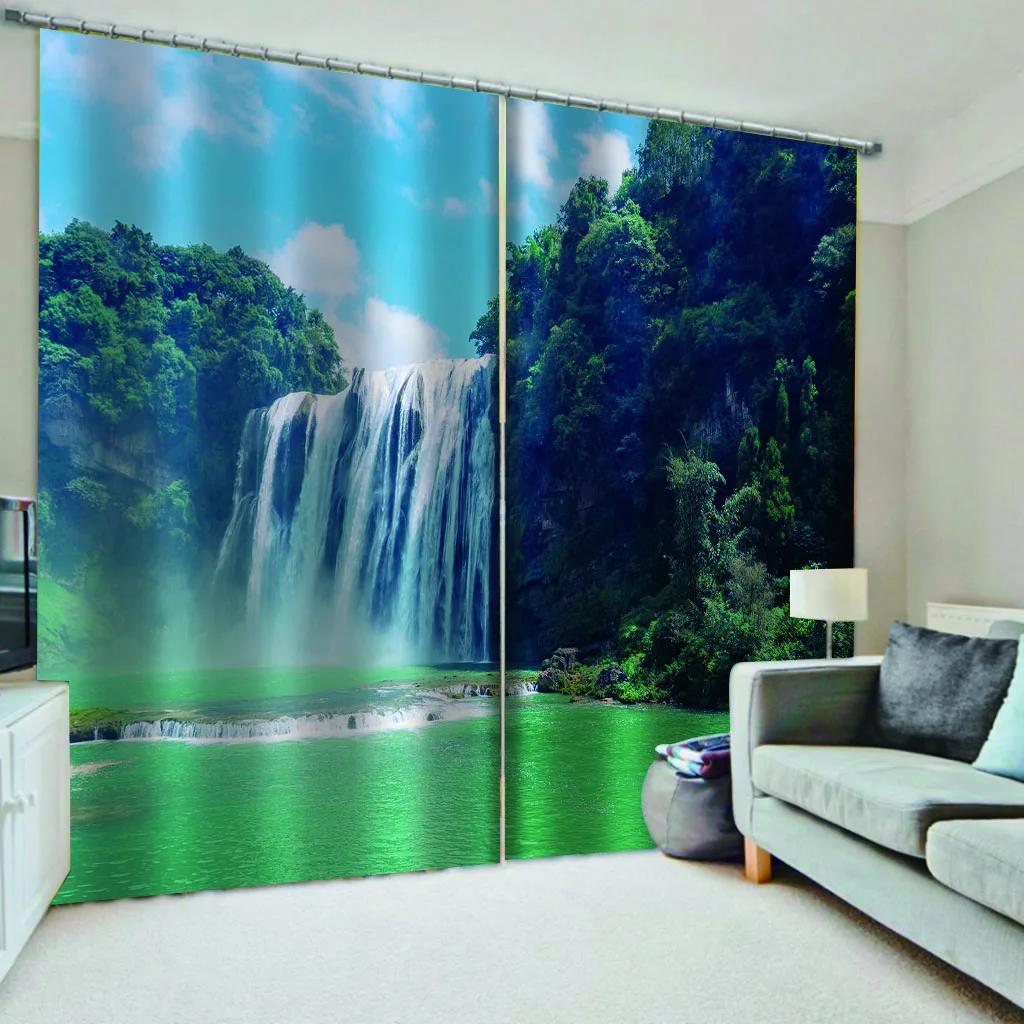 

Природный пейзаж лесной пейзаж водопад оконные шторы жалюзи для гостиной спальни ванной комнаты кухни двери домашнего декора2 шт. W65X60H(cm)X2Pcs&Grommet Top