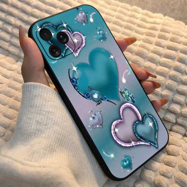 Valentinstag Blaues Herzförmiges Handyhülle Für iPhone 11 12 13 14 15 16 17 Pro Max 14 15 Plus 17Air XR XS MAX 7 8 Plus SE Hülle
