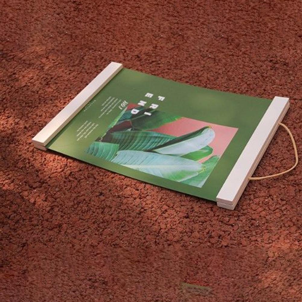 Black and White Magnetic Poster Hanger with Teak Wooden Scroll 21~51cm