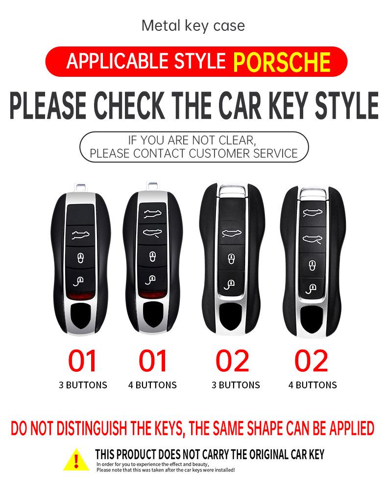 Porsche Key Case: Fits Cayenne, Macan, Panamera, 911, 718 Models with Metal and Leather Buckle