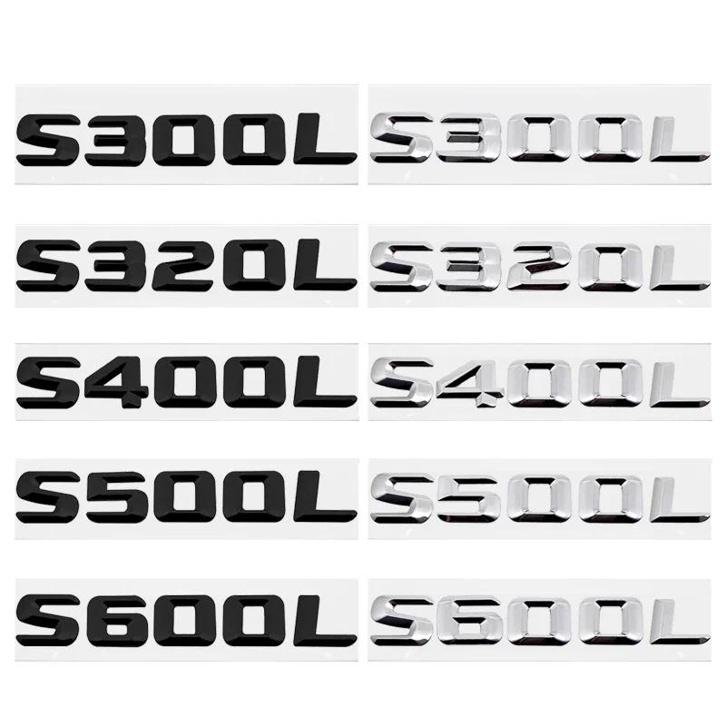 Alloy ABS Car Number Letters Sticker Rear Trunk Badge Decals for Mercedes Benz S300L S320L S400L S500L S600L Emblem Accessories