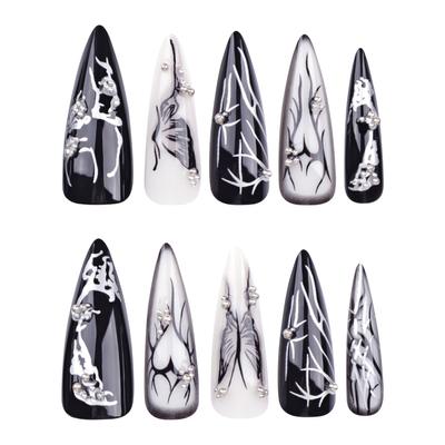 24 Stück Dunkel Kühles Gewürz Nagelkunst Nagelkunst Liebe Schmetterling Tragbare Nägel