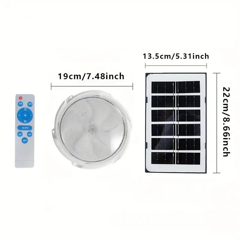 LED Solar Lights Indoor/Solar Lights Outdoor Waterproof Solar Shed Lights Solar Porch Ceiling Light with Remote Control 3 Colors