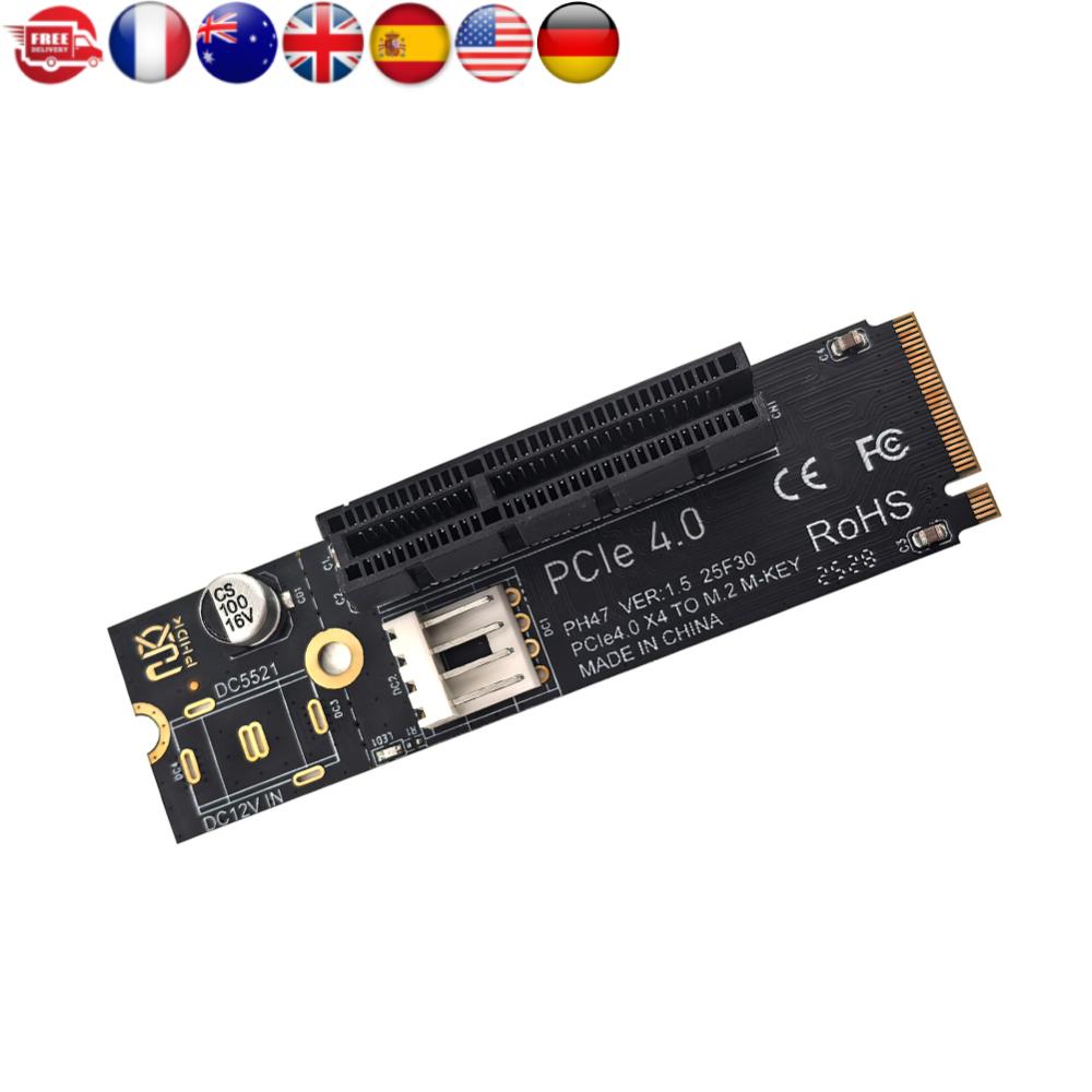 NGFF M.2 To PCI-E 4X SATA Power Riser Compatible with X1 X4 X8 X16 PCI-e Interface Adapter Card