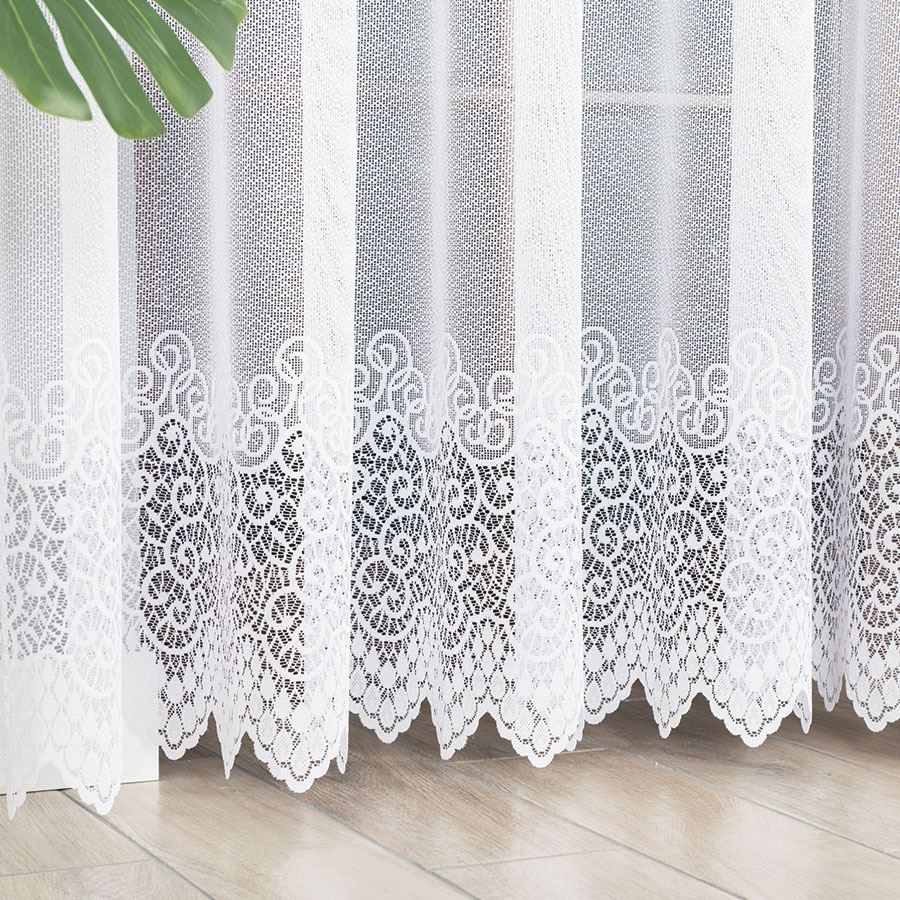 VIOLETTA - Ready-made jacquard curtain with a straight hem - 200x250 cm - white