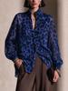 Camicetta da Donna con Stampa Leopardo Manica Lunga Manica a Lanterna Camicia Bottoni Top Casual Multicolore