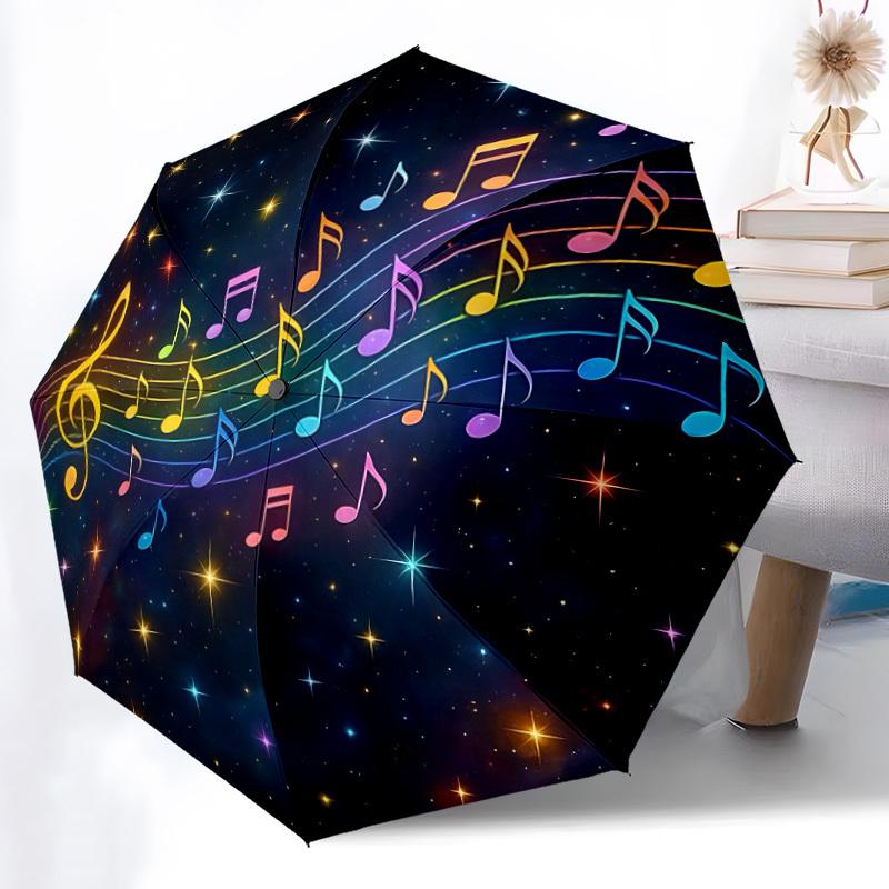 1pc Musical Notes Folding Umbrella | Elegant Design, Fashionable Accessory, Durable Construction, Sturdy Ribs Yy251107100