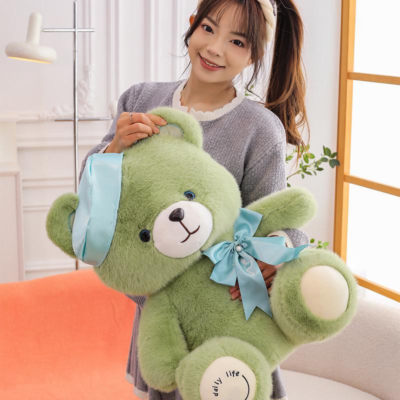Wearing Beret Navy Teddy Bear Plush Doll Cute Bow Tied Perfect Gift Huggable