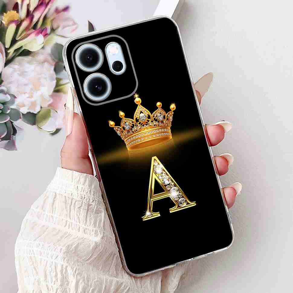 For Oppo Reno14 F 5G 6.57" Case Popular Design Letters A-Z Crown TPU Soft Silicone Cover For Oppo Reno 14F CPH2743 Phone Casing