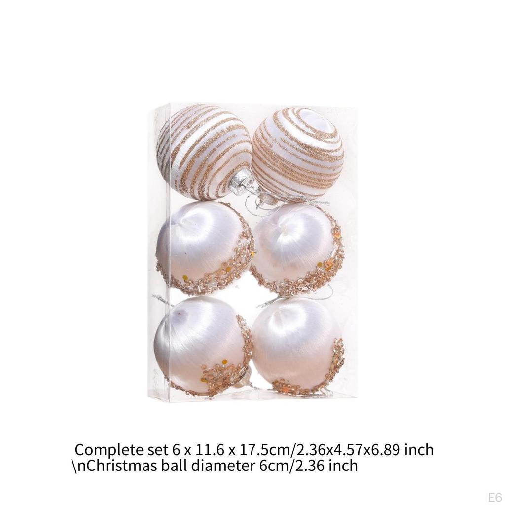 6Pcs Christmas Ball Ornaments Hanging Shatterproof Balls Decorative Bauble for