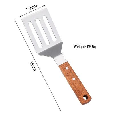 Ruhan Wooden Handle Stainless Steel Frying Spatula Set (3-Pack)
