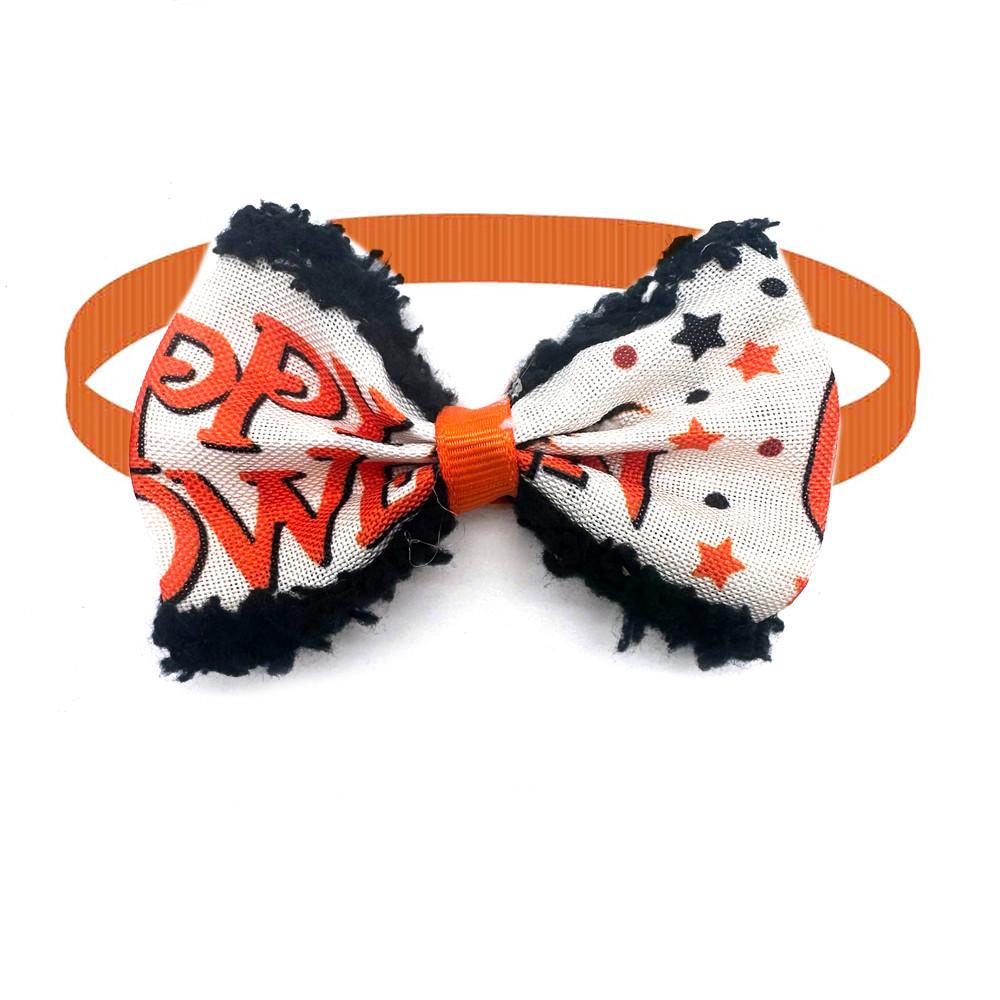 50/100pcs Handmade Halloween Dog Bowties Plush Pet Bow Tie Dog Accessories Pumpkin Skull Style Dog Pet Bow Tie for Holiday