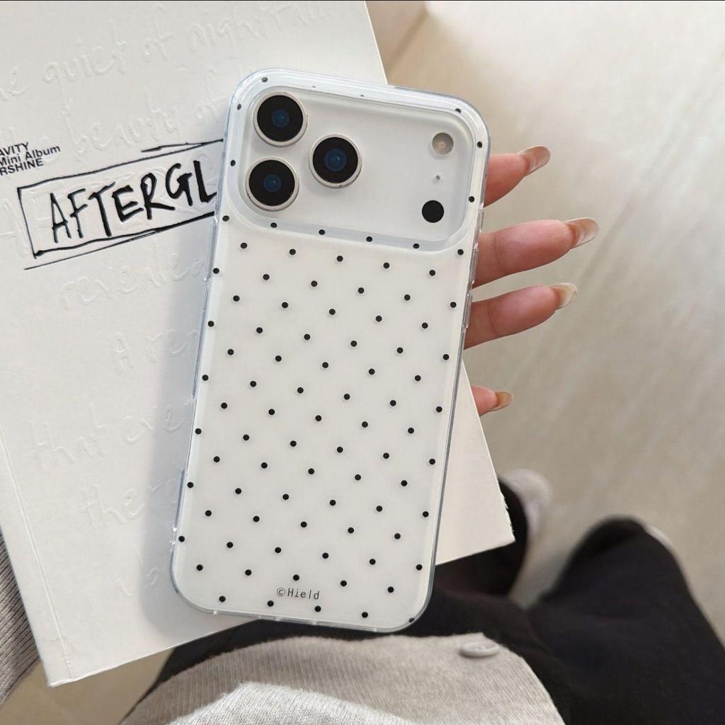 Korean Style Polka Dot Phone Case for iPhone 11-17 Pro/Max, Drop-proof