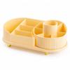 360° Rotating Makeup Organizer with Large Compartments for Lipstick, Brushes, and Skincare Products.