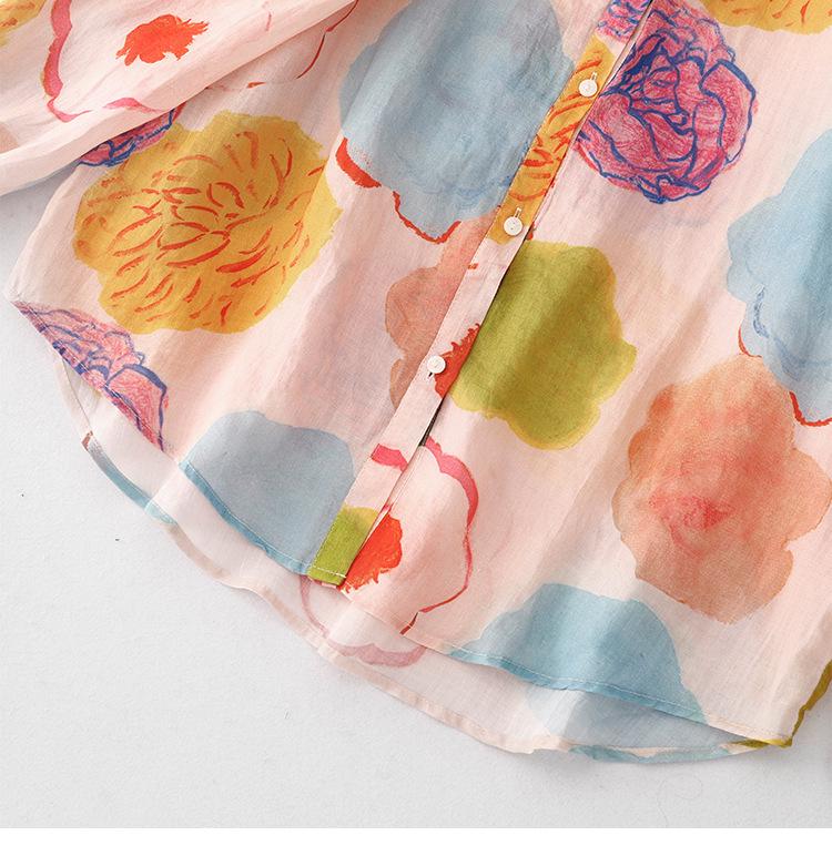 Camicia Vintage a Maniche Lunghe con Stampa Floreale 2026