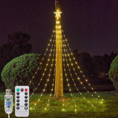Luci di Natale da Esterno Impermeabili - Cascata su Corda di Cuoio e Decorazione per Cortile