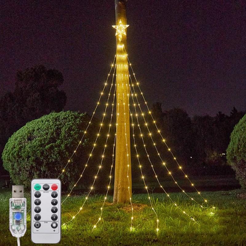 Outdoor Waterproof Christmas Tree Fairy Lights - Leather String Waterfall & Courtyard Decor