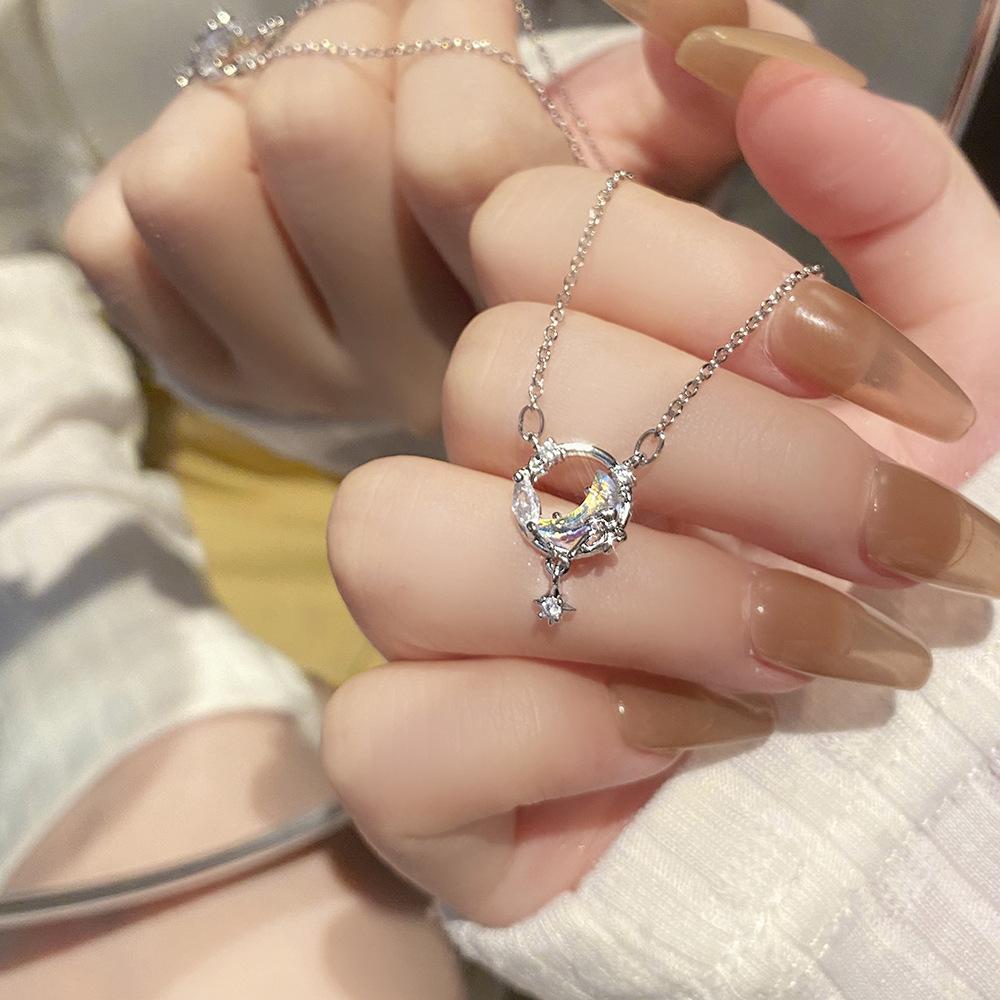 Summer Sugar Cube Necklace Female Princess Light Luxury Titanium Steel Non-Fading Collarbone Chain Neck Chain Jewelry