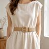 Vintage Stil Geflochtener Taillengürtel Runde Ringschnalle Damen Taillengürtel Rockzubehör