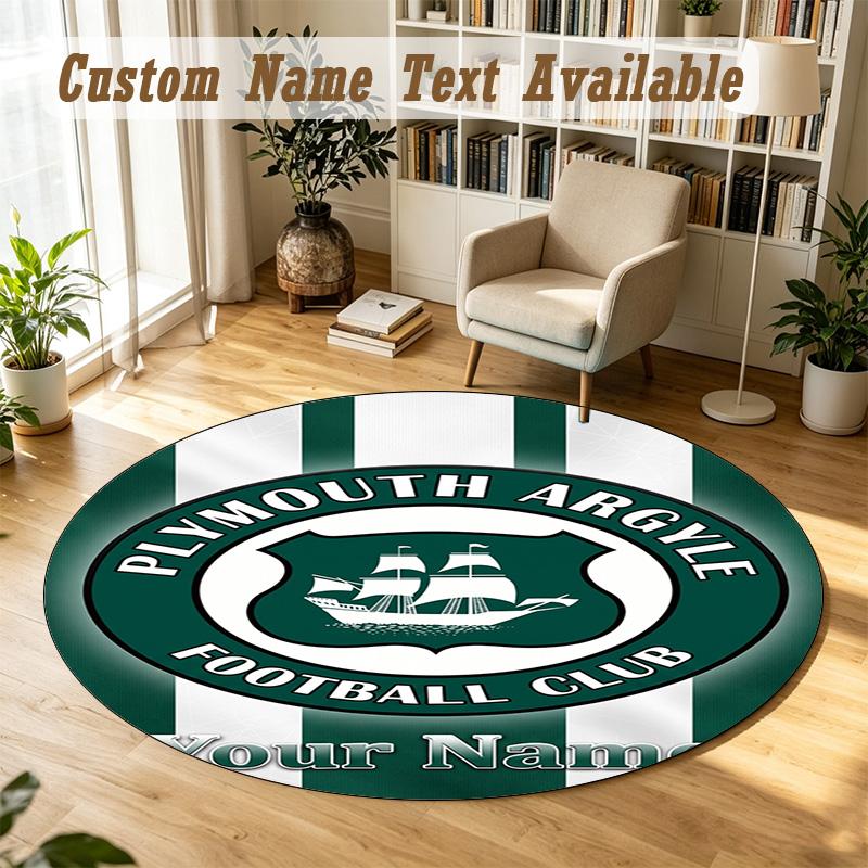 Rond Kleed Custom NaamPlymouth Argyle FC Patroon Antislip Tapijt Huis Vloer Decoratie