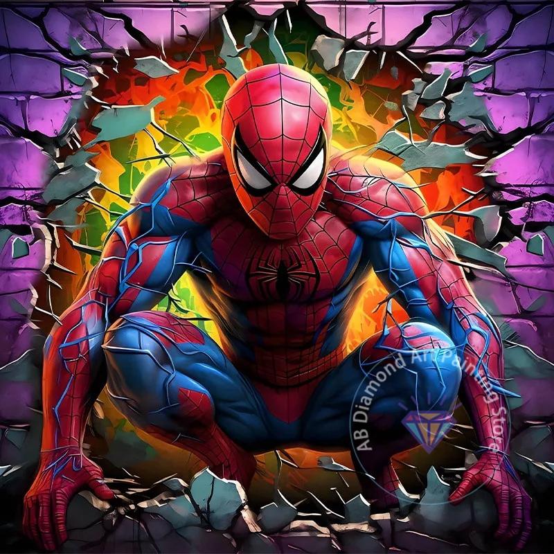 Groot Spider Man AB Diamond Painting Kit 5D DIY Diamond Embroidery Handmade Art Children's Gift Crafts Home Decoration