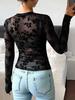 2025 Top met opstaande kraag en mesh basislaag - Slim fit dames T-shirt (Europese en Amerikaanse pasvorm)